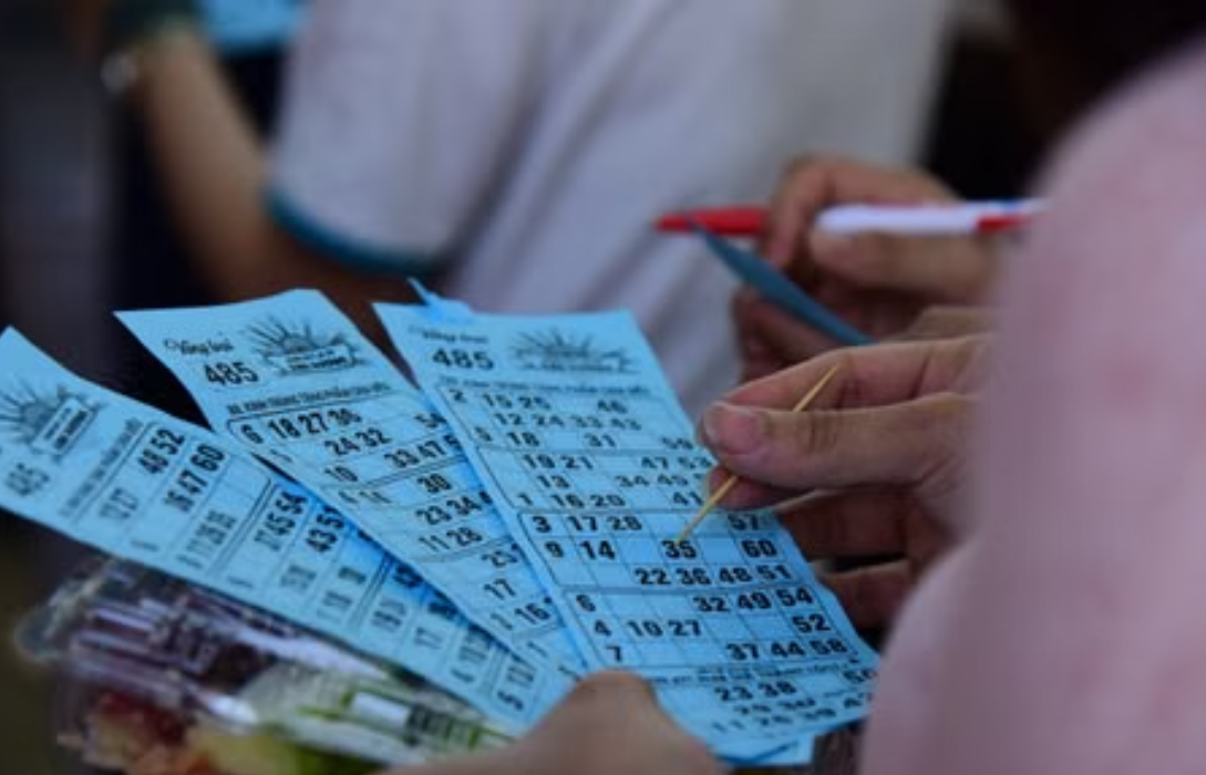 Premier Lotteries ticket with printed lucky numbers