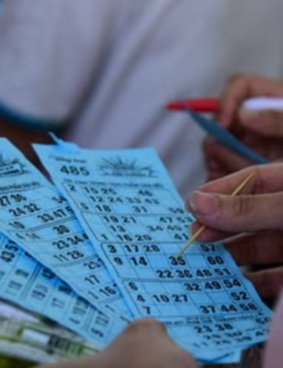 Premier Lotteries ticket with printed lucky numbers