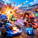 Smash Karts Unblocked 3D battle racing gameplay arena.