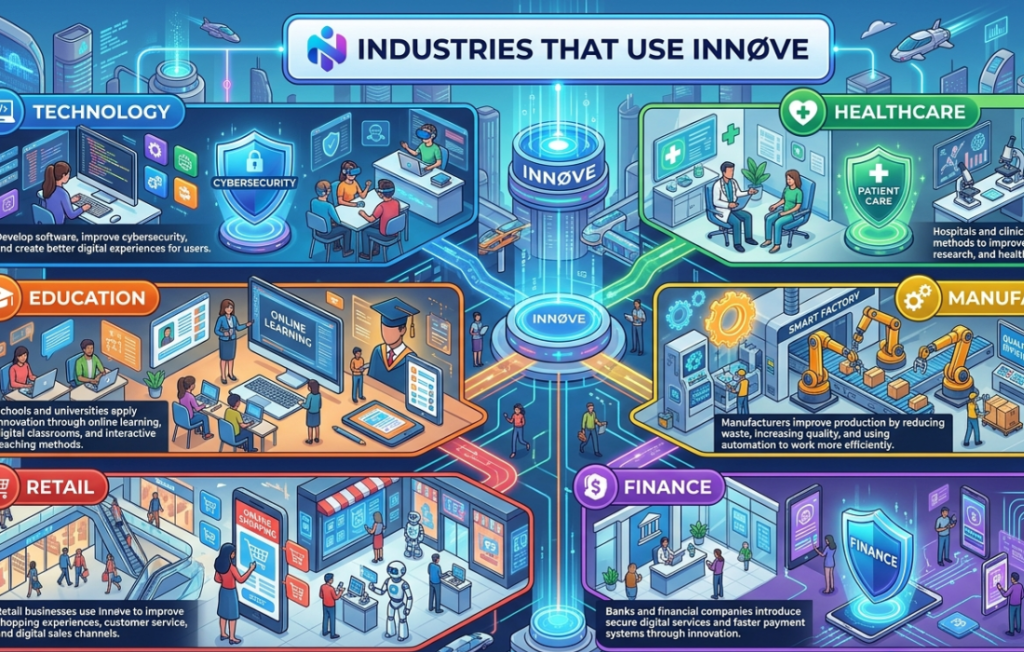 Infographic showing key industries that use Innøve solutions