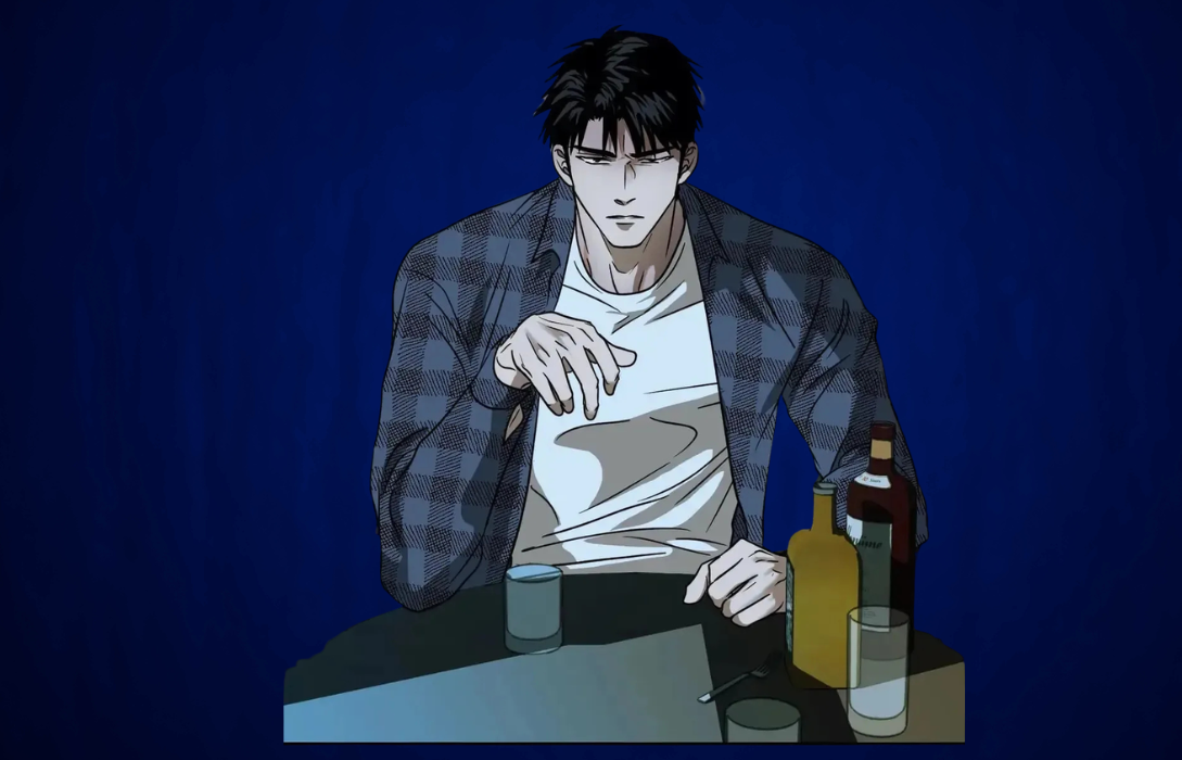 Shutline Chapter 8 protagonist sitting at a table with drinks