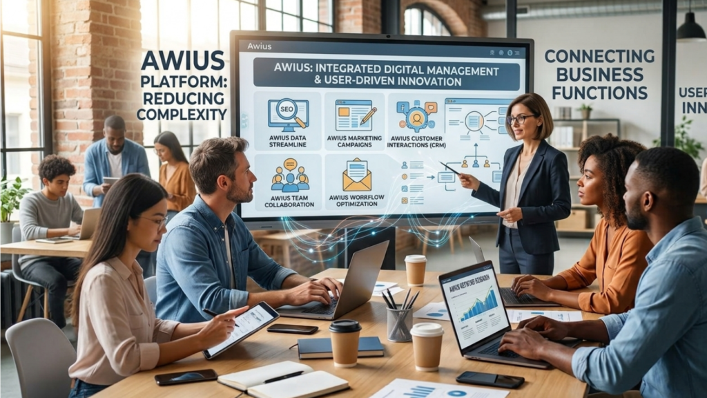 Diverse teams collaborating in a modern, high-tech innovation lab.