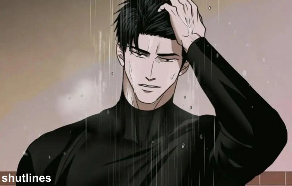 Shutline Chapter 6 main character with wet hair in rain.