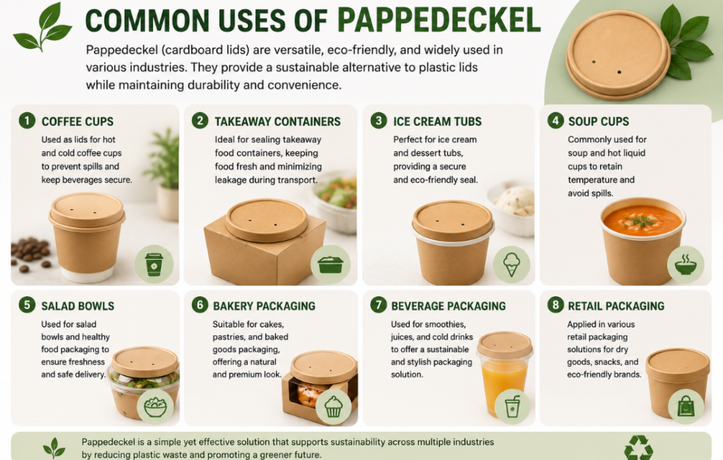 Pappedeckel sustainable cardboard lids uses infographic.