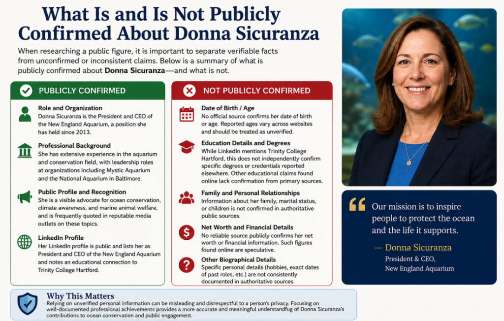Donna Sicuranza facts and biography infographic.