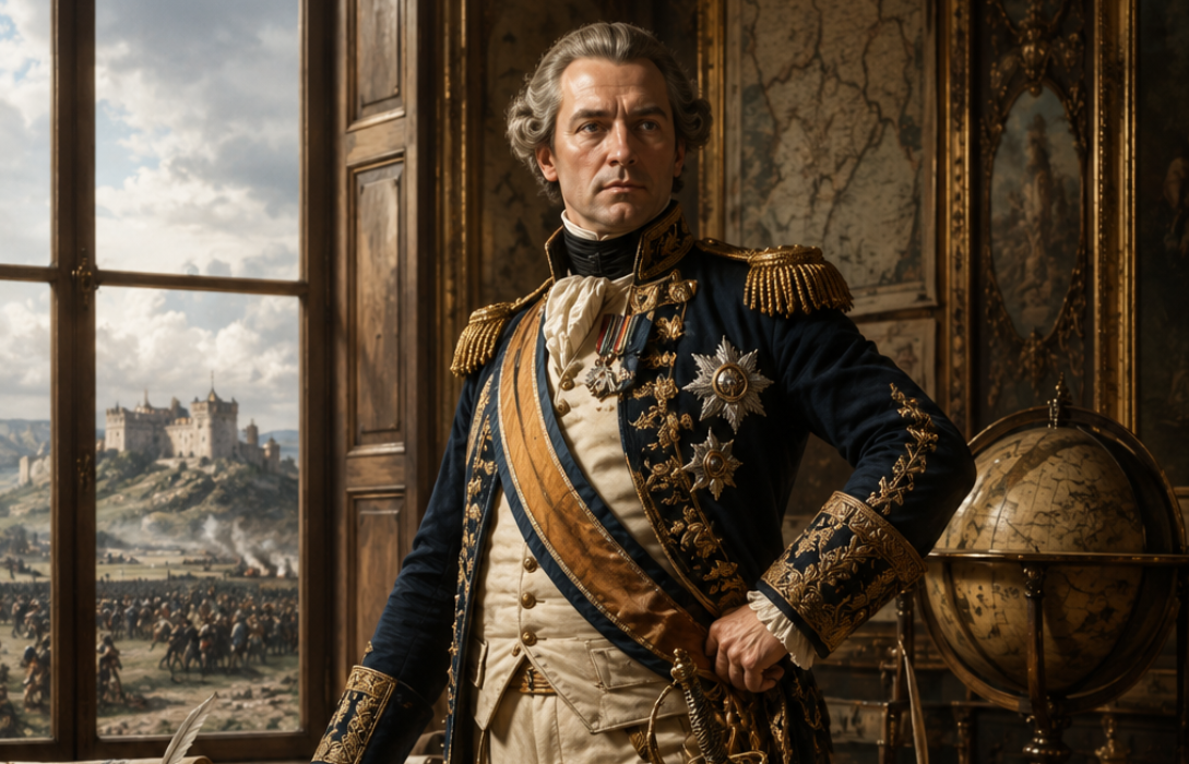 Historic military officer portrait in a royal palace. Bernhard Weißbach.
