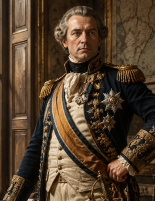 Historic military officer portrait in a royal palace. Bernhard Weißbach.