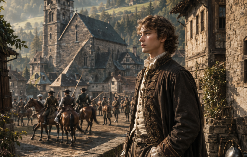 Young man in a historic village. Bernhard Weißbach.