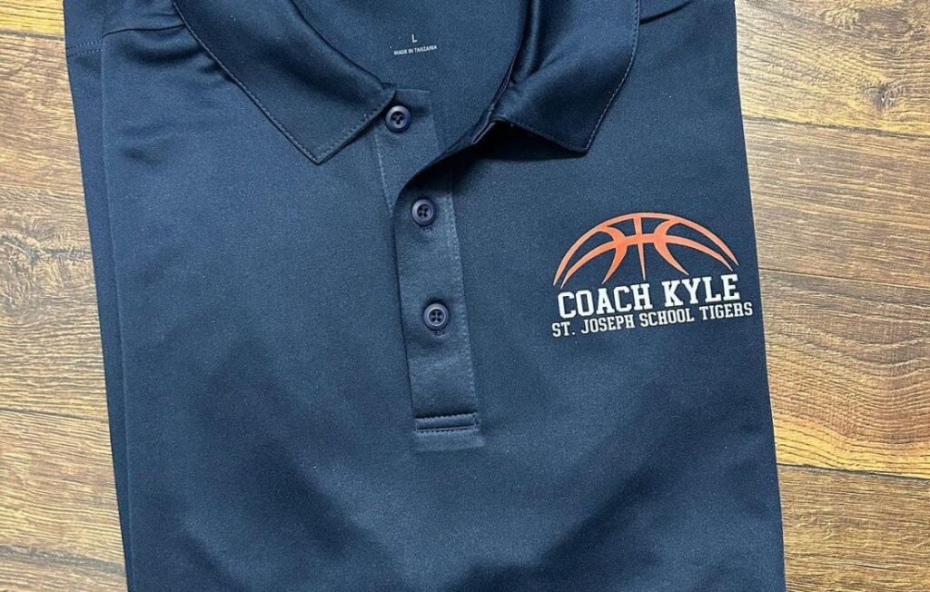 Forest Command Coach Polo customized with team logo and coach name