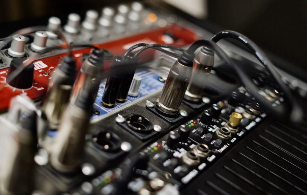 Ashly MX-508 Analog Mixer with audio cables and input connections