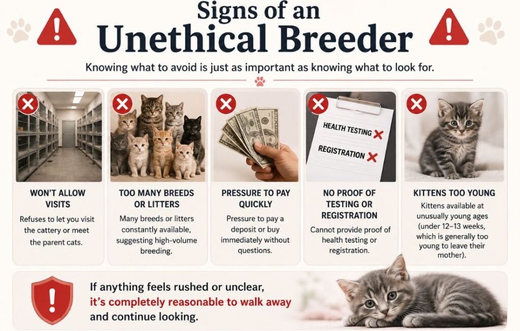 Signs of an unethical breeder and warning signs for Cat Breeders Scotland
