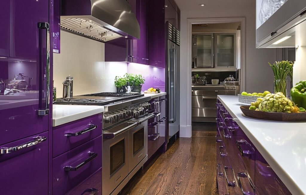 Darkish Purple 265 laminate kitchen cabinets with modern interior design