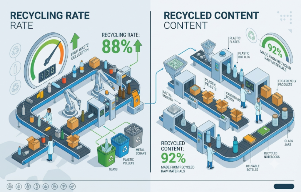 Recyclatanteil and recycling rate in plastic recycling