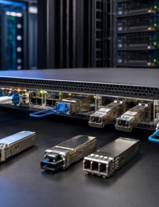 Network server with fiber cables for multi source agreement