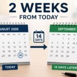 2 weeks from today showing August 28 to September 11, 2026