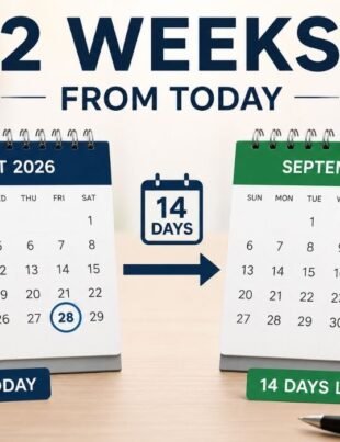 2 weeks from today showing August 28 to September 11, 2026