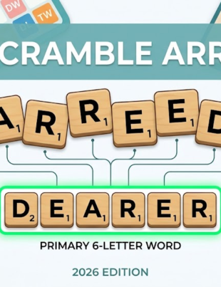 Arreed letters unscrambled into dearer with Scrabble values