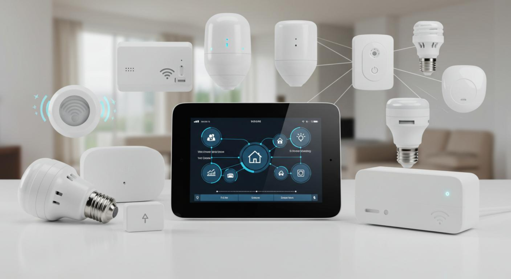 Home Center Lite app interface connected to multiple smart devices