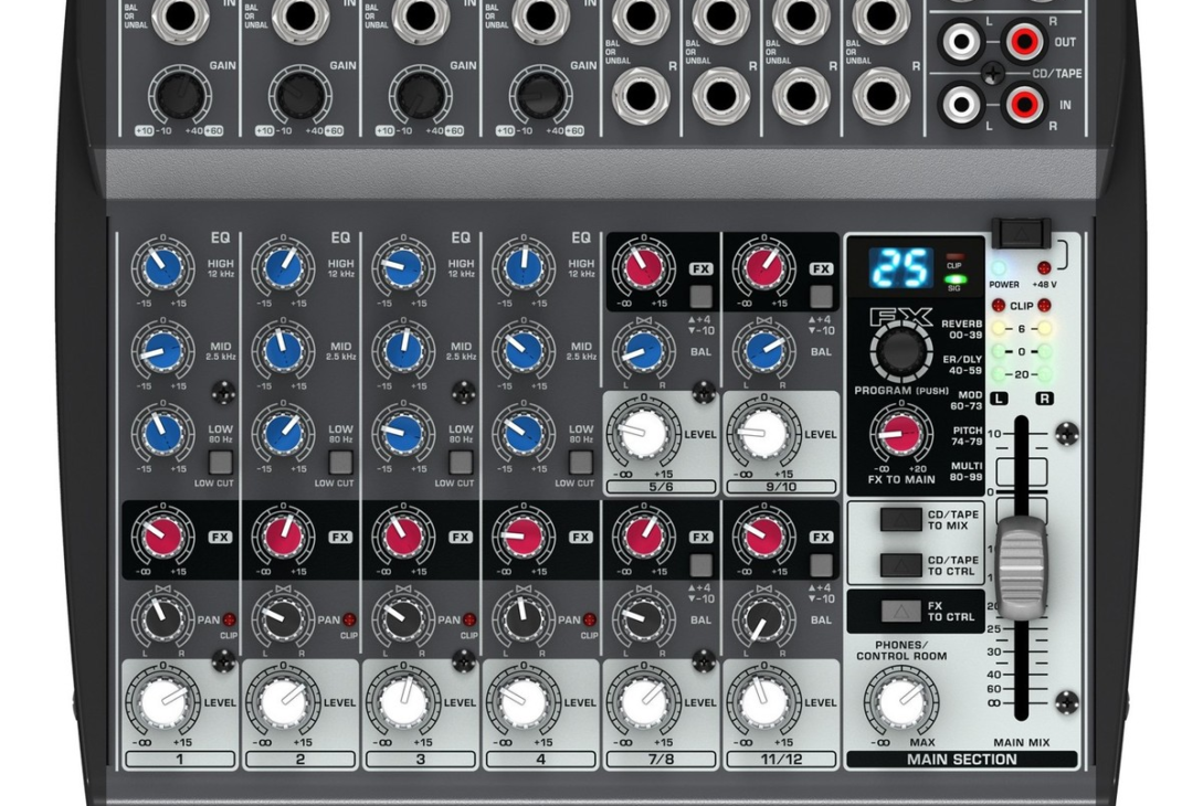 Behringer Xenyx 1202SFX Premium Analog 12-Input Mixer with 12 input channels and FX processor