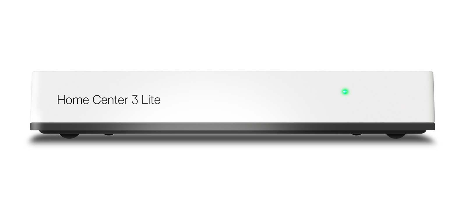 Home Center Lite smart home hub front view with power indicator light